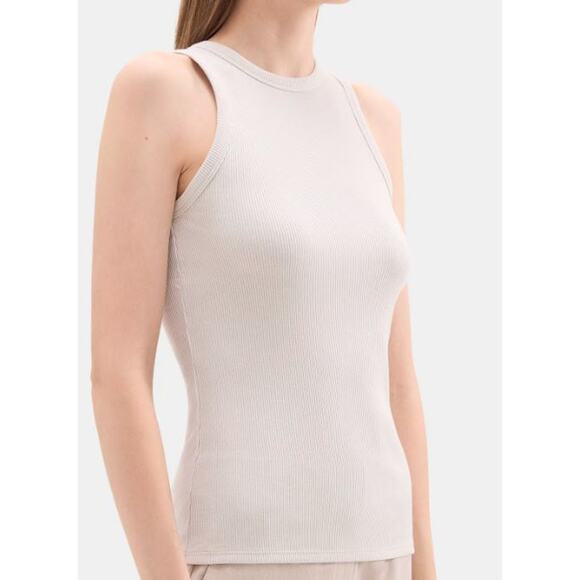 Theory Women's Fitted Tank O _ 2 Compact Rib Top Sz P NWT 130 Lunar Rock IRRG - Picture 1 of 8